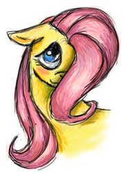 Size: 450x625 | Tagged: safe, artist:ryuulight, fluttershy, pegasus, pony, g4, bust, female, floppy ears, hair over one eye, solo