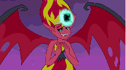 Size: 576x324 | Tagged: safe, screencap, sunset shimmer, equestria girls, g4, my little pony equestria girls, animated, big crown thingy, dead ball, element of magic, female, fireball, gif, maximized fireball, solo, spirit bomb, sunset satan