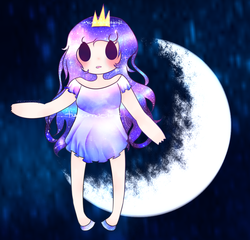 Size: 1024x983 | Tagged: safe, artist:babyunicornmagic, princess luna, human, g4, female, humanized, moon, solo