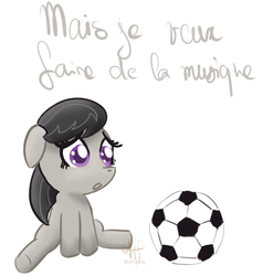 Size: 737x775 | Tagged: safe, artist:kodok37, octavia melody, g4, female, filly, football, french, solo
