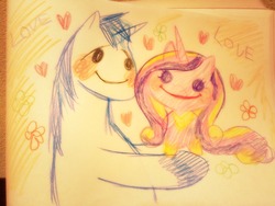 Size: 1024x768 | Tagged: safe, artist:naoki, princess cadance, shining armor, g4, scrawl