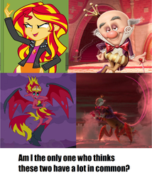 Size: 1164x1358 | Tagged: safe, sunset shimmer, equestria girls, g4, my little pony equestria girls, comparison, image macro, king candy, sunset satan, wreck-it ralph