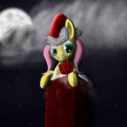 Size: 750x750 | Tagged: safe, artist:the-laughing-horror, fluttershy, g4, christmas, female, santa claus, solo