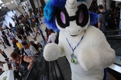 Size: 1600x1064 | Tagged: safe, artist:spainfischer, dj pon-3, vinyl scratch, g4, fursuit, irl, photo