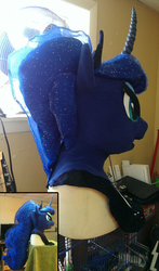 Size: 564x958 | Tagged: safe, artist:sheppymomma, princess luna, g4, fursuit, helmet, irl, photo