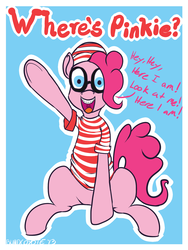 Size: 1200x1600 | Tagged: safe, artist:blindcoyote, pinkie pie, g4, female, parody, solo, where's waldo