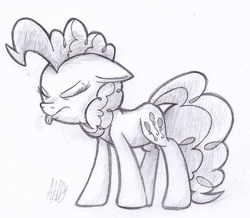 Size: 1171x1023 | Tagged: safe, artist:suplolnope, pinkie pie, g4, female, monochrome, raspberry, solo