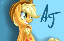 Size: 2800x1800 | Tagged: safe, artist:suplolnope, applejack, g4, female, looking back, sitting, solo