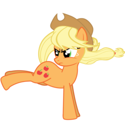 Size: 5000x5000 | Tagged: safe, artist:cheshiretwilight, applejack, earth pony, pony, g4, absurd resolution, bucking, female, looking back, simple background, solo, transparent background, vector, windswept mane