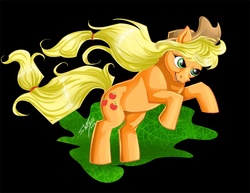 Size: 900x695 | Tagged: safe, artist:shottsy85, applejack, g4, female, rearing, solo, windswept mane