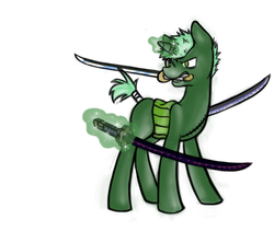 Size: 720x609 | Tagged: safe, artist:fancyfeline, pony, one piece, ponified, roronoa zoro, solo