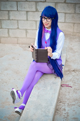 Size: 848x1280 | Tagged: safe, artist:horror-scarred, twilight sparkle, human, g4, clothes, cosplay, glasses, irl, irl human, pantyhose, photo, solo, tights