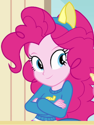 Size: 374x499 | Tagged: safe, pinkie pie, equestria girls, g4, my little pony equestria girls, cheerleader, female, helping twilight win the crown, solo