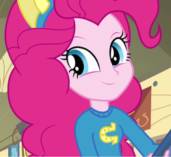 Size: 688x629 | Tagged: safe, pinkie pie, equestria girls, g4, my little pony equestria girls, cheerleader, female, helping twilight win the crown, solo