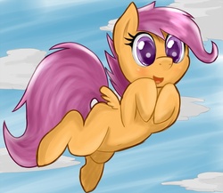 Size: 1150x1000 | Tagged: safe, artist:zokkili, scootaloo, g4, female, flying, pixiv, solo