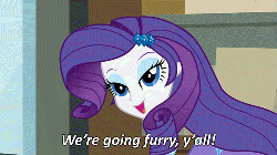 Size: 500x281 | Tagged: safe, edit, edited screencap, screencap, rarity, equestria girls, g4, my little pony equestria girls, animated, caption, cosplay, fake ears, fake tail, female, furry, pony ears, solo, wondercolts