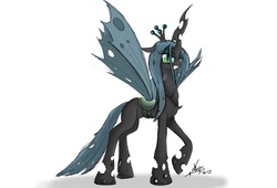 Size: 1500x1020 | Tagged: safe, artist:ncmares, queen chrysalis, changeling, changeling queen, g4, crown, female, jewelry, regalia, solo