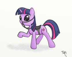 Size: 960x756 | Tagged: safe, artist:dennyhooves, twilight sparkle, g4, bridle, female, saddle, solo