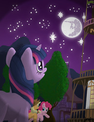 Size: 1224x1584 | Tagged: safe, artist:artistjlf, applejack, pinkie pie, twilight sparkle, g4, night