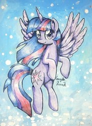 Size: 657x897 | Tagged: safe, artist:angiethebunnie, twilight sparkle, alicorn, pony, g4, female, mare, solo, traditional art, twilight sparkle (alicorn)