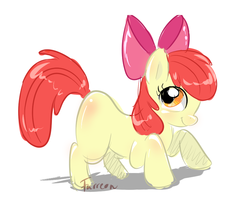 Size: 800x700 | Tagged: safe, artist:furreon, apple bloom, earth pony, pony, g4, female, filly, simple background, solo, white background