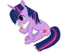 Size: 2273x1625 | Tagged: safe, artist:suntwirler, twilight sparkle, g4, eating, female, muffin, sitting, solo