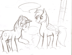 Size: 800x609 | Tagged: safe, artist:the-rabid-brony, rainbow dash, twilight sparkle, g4, sketch