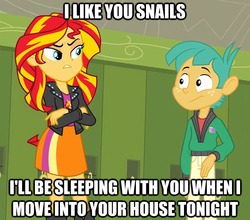 Size: 625x551 | Tagged: safe, edit, edited screencap, screencap, snails, sunset shimmer, equestria girls, g4, my little pony equestria girls, cropped, image macro, shipping