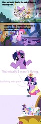 Size: 498x1503 | Tagged: safe, edit, edited screencap, screencap, applejack, pinkie pie, princess celestia, rainbow dash, rarity, shining armor, spike, twilight sparkle, equestria girls, g4, magical mystery cure, my little pony equestria girls, alicorn drama, clothes, comic, coronation dress, drama, dress, element of magic, falling, fastball special, image macro, screencap comic, twilight sparkle (alicorn)