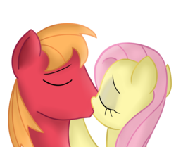 Size: 2278x1906 | Tagged: safe, artist:kaleysia, big macintosh, fluttershy, earth pony, pony, g4, duo, kiss on the lips, kissing, male, ship:fluttermac, shipping, simple background, stallion, straight, transparent background