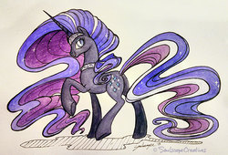 Size: 700x477 | Tagged: safe, artist:soulscapecreatives, nightmare rarity, g4, female, solo, traditional art
