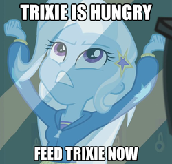 Size: 625x596 | Tagged: safe, edit, edited screencap, screencap, trixie, equestria girls, g4, my little pony equestria girls, bronybait, cropped, female, image macro, meme, solo, trixie yells at everything