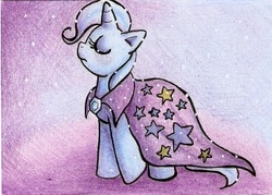 Size: 350x250 | Tagged: safe, artist:butterscotch25, trixie, pony, unicorn, g4, blushing, female, mare, snow, snowfall, solo