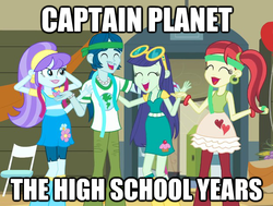 Size: 625x472 | Tagged: safe, edit, edited screencap, screencap, aqua blossom, blueberry cake, captain planet, rose heart, equestria girls, g4, my little pony equestria girls, aqua blossom's stealth third arm, background human, cropped, time to come together