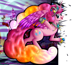 Size: 1700x1500 | Tagged: safe, artist:leffenkitty, pinkie pie, alicorn, pony, g4, alicornified, female, fourth wall, pinkiecorn, race swap, solo, xk-class end-of-the-world scenario