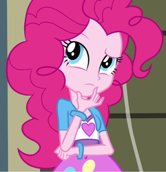 Size: 606x629 | Tagged: safe, pinkie pie, equestria girls, g4, my little pony equestria girls, female, solo, thinking