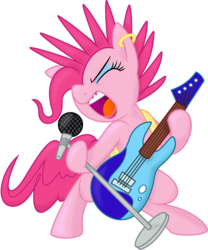 Size: 4159x5000 | Tagged: safe, artist:mickeymonster, artist:spier17, pinkie pie, g4, absurd resolution, alternate hairstyle, earring, female, guitar, microphone, mohawk, punk, punkie pie, screaming, simple background, solo, spikes, transparent background, vector, yelling