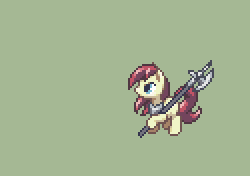 Size: 250x176 | Tagged: safe, artist:pix3m, oc, oc only, animated, halberd, pixel art, polearm, solo, sprite, weapon