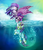 Size: 830x962 | Tagged: safe, artist:twiddledittle, rarity, oc, oc:kydose, mermaid, pegasus, pony, unicorn, g4, canon x oc, clothes, dress, female, love, male, markings, noseboop, ocean, raridose, shipping, sky, straight, underwater, water