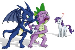 Size: 2723x1835 | Tagged: safe, artist:vashar23, rarity, spike, oc, dragon, g4, doll