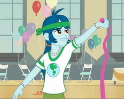 Size: 835x669 | Tagged: safe, screencap, captain planet, equestria girls, g4, my little pony equestria girls, background human, balloon, cropped, hippie, male, solo