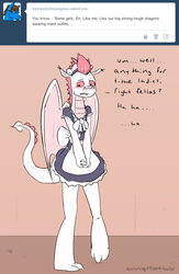Size: 488x750 | Tagged: safe, fizzle, dragon, ask straight fizzle, g4, clothes, crossdressing, cute, maid, solo, tumblr
