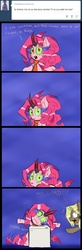 Size: 850x2600 | Tagged: safe, artist:ichibangravity, king sombra, pinkie pie, oc, ask king sombra pie, g4, necktie, paper shredder, triste savoir, tumblr