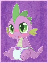 Size: 980x1280 | Tagged: safe, artist:cuddlehooves, spike, g4, baby, baby dragon, baby spike, cuddlehooves is trying to murder us, cute, cutie mark diapers, diaper, male, poofy diaper, solo, spikabetes