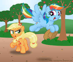 Size: 1024x869 | Tagged: safe, artist:aleximusprime, applejack, rainbow dash, g4