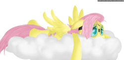 Size: 4152x2034 | Tagged: safe, artist:talentlessash, fluttershy, g4, cloud, female, goggles, solo, tired
