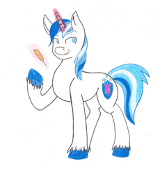 Size: 856x932 | Tagged: safe, artist:mooniearts, shining armor, g4, corndog, male, solo, traditional art