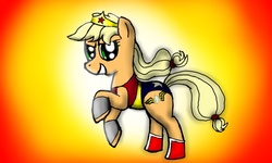 Size: 1000x600 | Tagged: safe, artist:eddreanei, applejack, g4, crossover, female, parody, solo, wonder woman, wonderjack