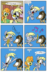 Size: 3290x5082 | Tagged: safe, artist:joeywaggoner, carrot top, derpy hooves, doctor whooves, golden harvest, time turner, earth pony, pegasus, pony, g4, absurd resolution, comic, female, male, mare, stallion