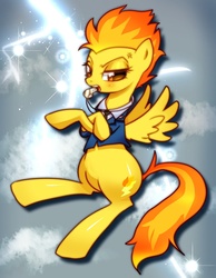 Size: 1120x1447 | Tagged: safe, artist:araraginatsuki, spitfire, pegasus, pony, g4, blowing whistle, blushing, clothes, female, looking at you, pixiv, solo, uniform, whistle, wonderbolts dress uniform, wrong cutie mark